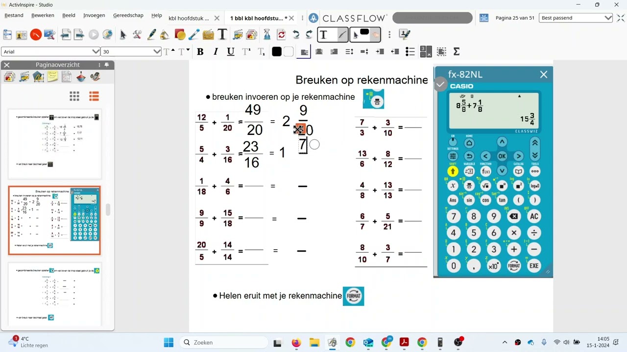 breuken met rekenmachine casio fx 82nl