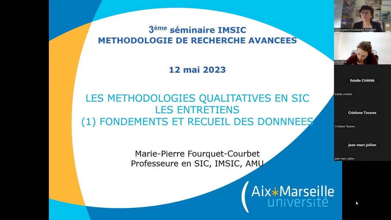 Méthodologies de recherches qualitatives : les entretiens (1) | Marie-Pierre Fourquet-Courbet