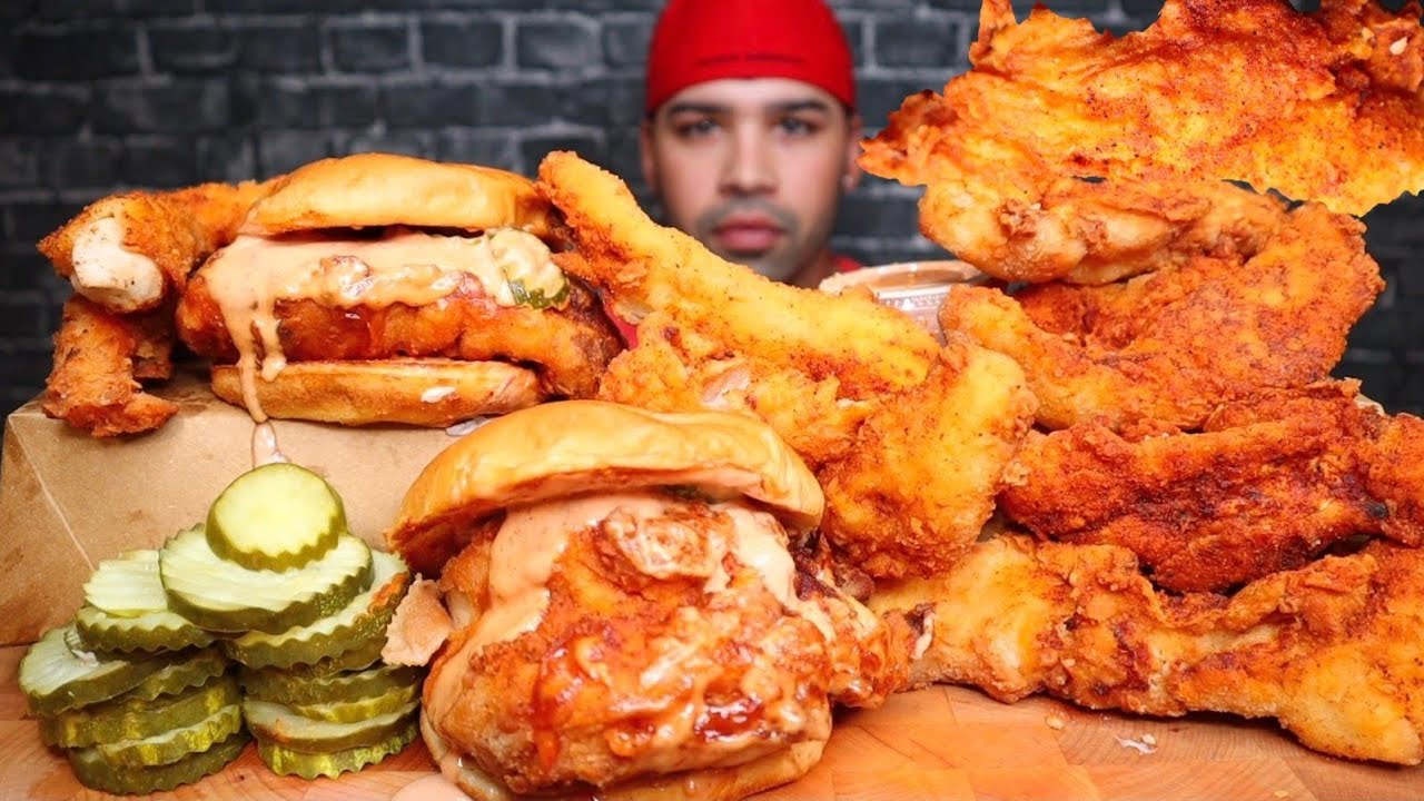 MY BIRTHDAY MUKBANG!! NASHVILLE HOT CHICKEN SANDWICHES, AND NASHVILLE HOT CHICKEN TENDERS