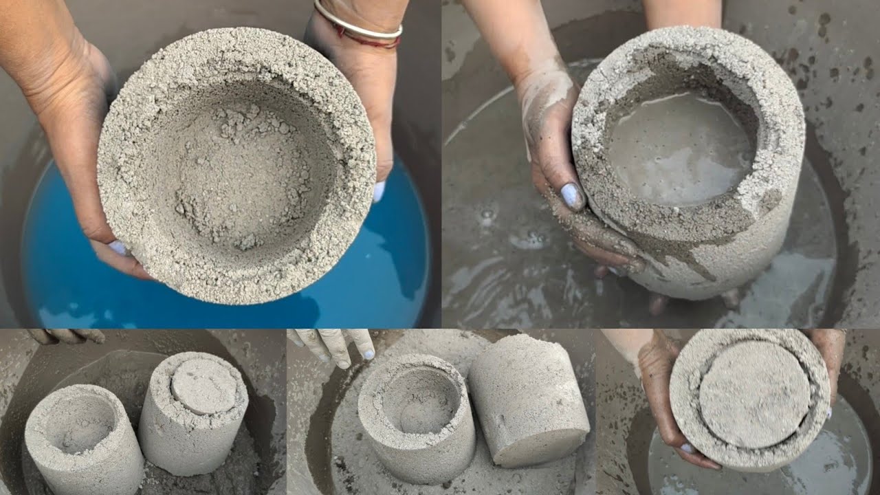 Gritty sand cement huge bucket 🪣 hole 🕳️ shapes soft crunchy crispy crumble in water 💦/ Asmr