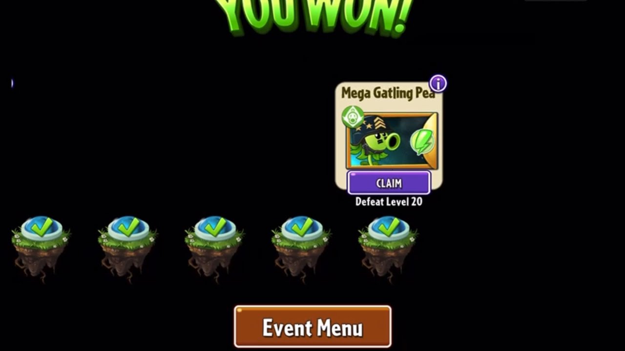 Beating all 20 levels of Plants Vs. Zombies 2 new event