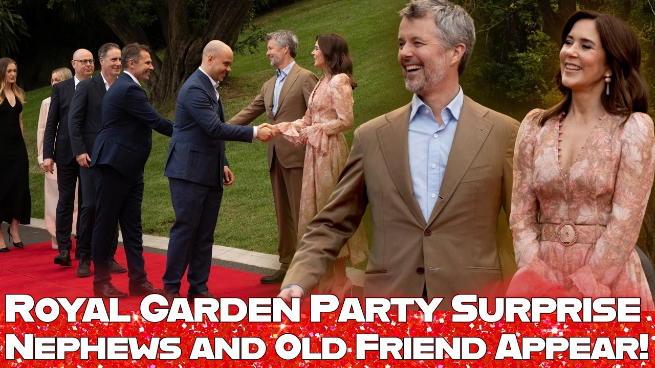 Сюрприз на королевской вечеринке в саду: королева Мария приветствует племянников и давнего друга.