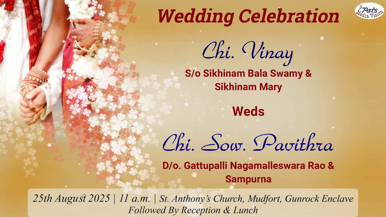 Wedding Holy Mass | Vinay & Pavithra | St. Anthony's Church Mudfort Secunderabad | 25.8.2025 | 11 am