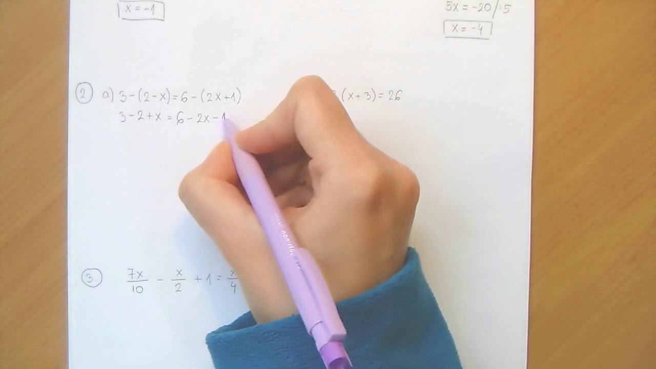 Linearne jednadžbe s jednom nepoznanicom - vježba
