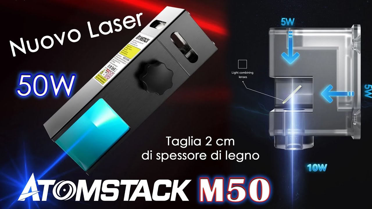 Nuovissimo modulo laser!!! Atomstack M50. 10w di pura potenza! Taglia 2 cm di spessore di legno 😍
