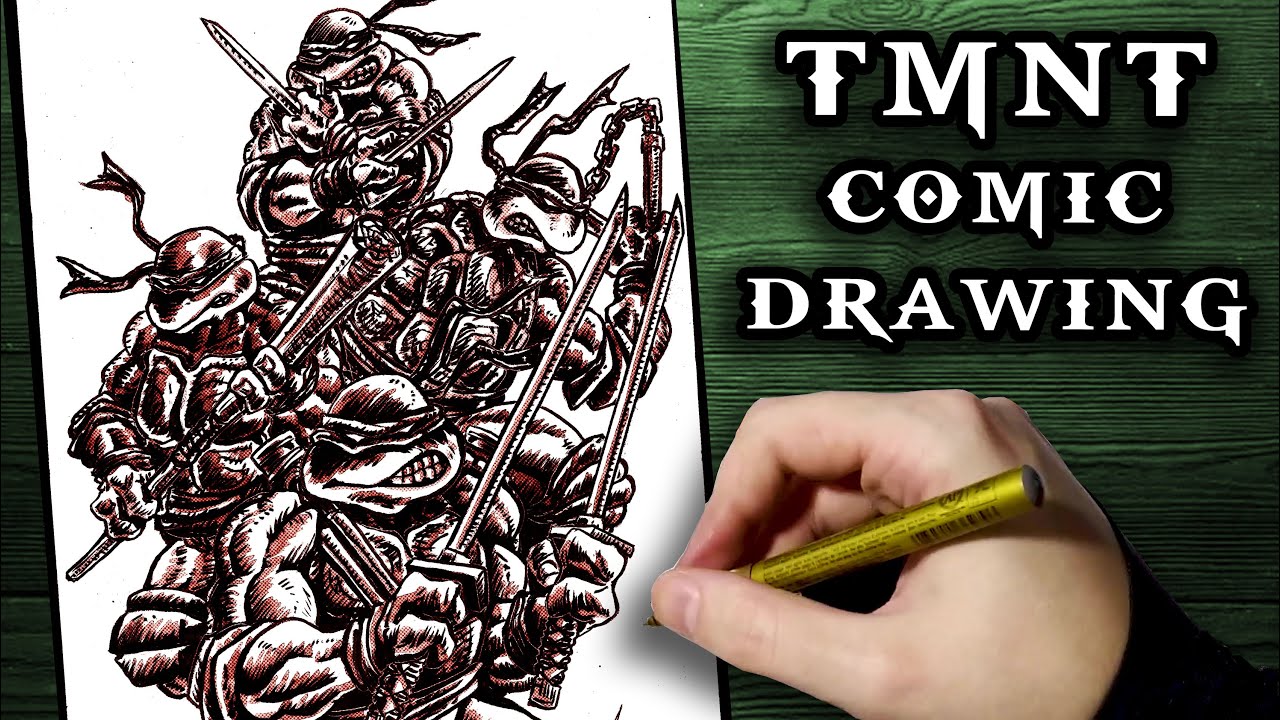 TMNT CLASSIC COMIC DRAWING / DESENHANDO TARTARUGAS NINJAS CLÁSSICAS - time-lapse tutorial