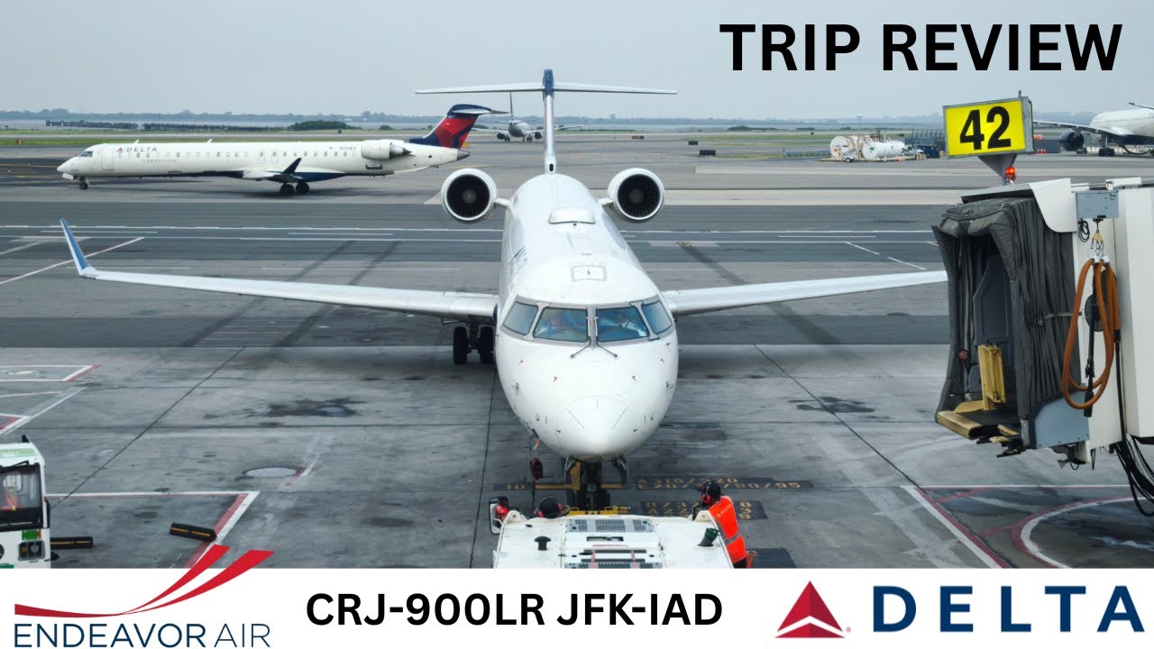 Endeavor Air Mitsubishi CRJ-900LR for Delta New York JFK to Washington Dulles IAD Trip Review