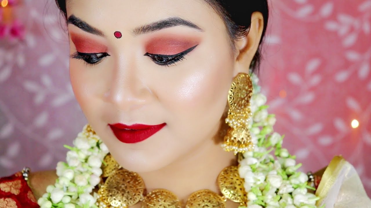 Pohela Boishakh Makeup & Hairstyle Tutorial 2019 | Under 100Rs | Indian Wedding Guest Makeup Look
