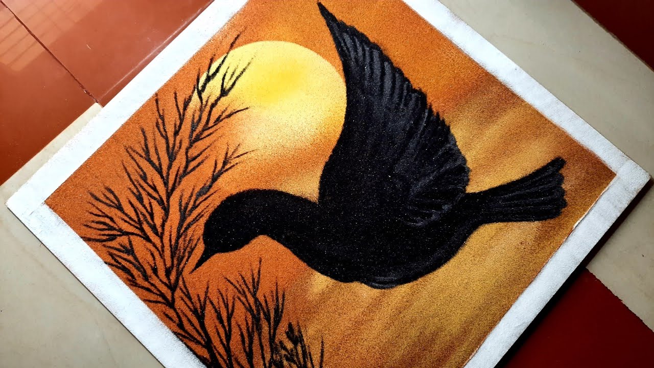 Bird Scenery Poster Rangoli / Unique Creative Rangoli Designs with a message / Kolam/ Muggulu / Bird