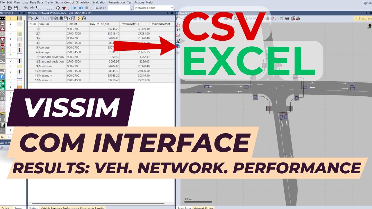 Vissim Tutorial - COM - Results - Part 2: Vehicle Network Performance