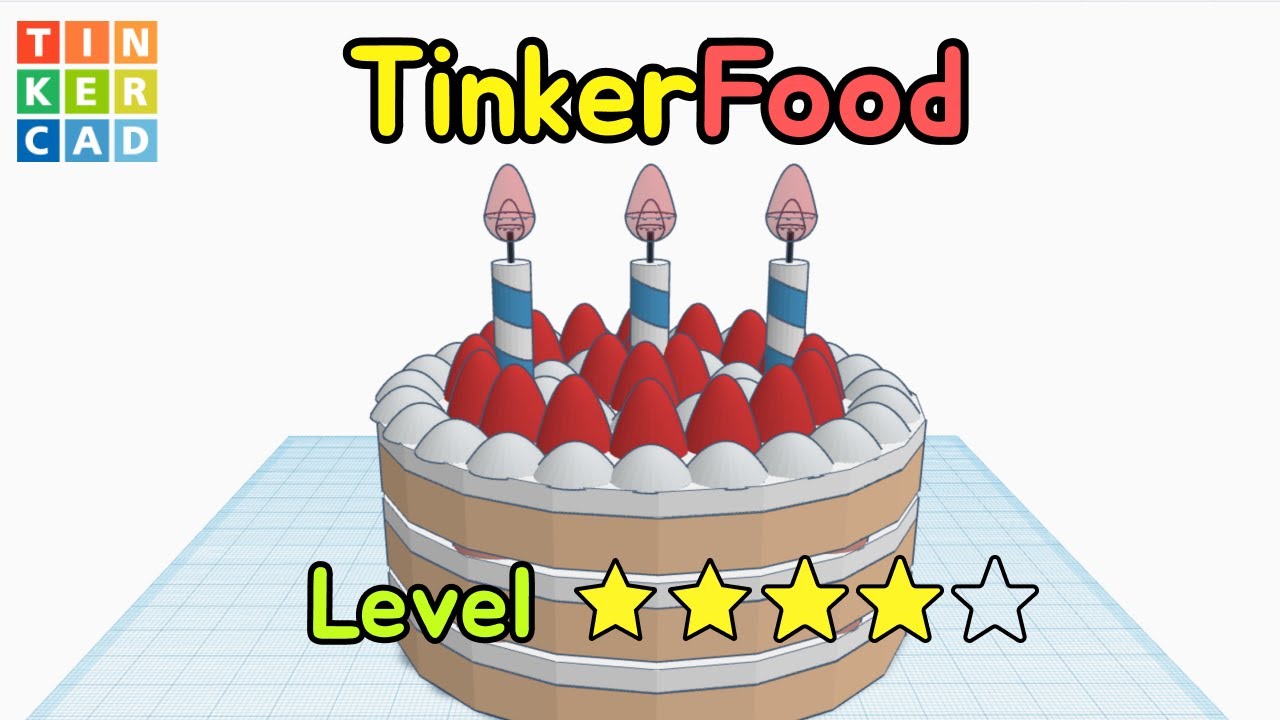 125) Birthday Cake - Tinkerfood | How to 3D modeling with Tinkercad