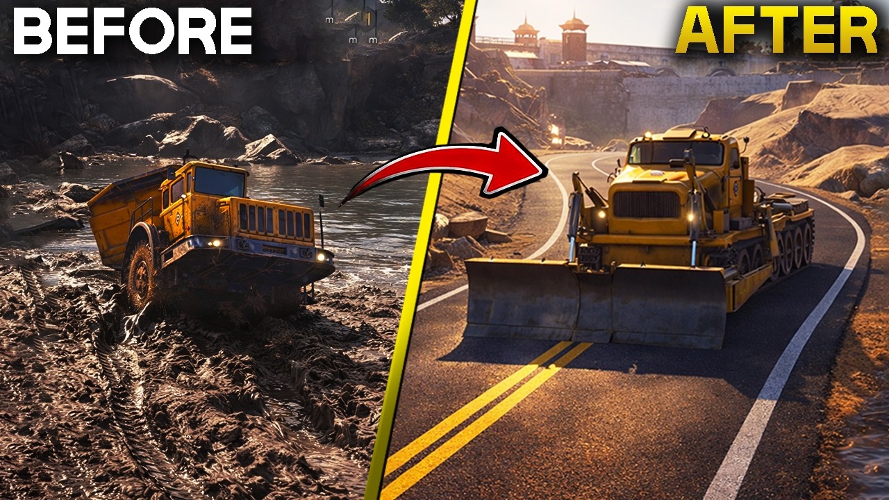 ROADCRAFT - Я построил дорогу от тонущего болота до опасного обрыва! (4K)