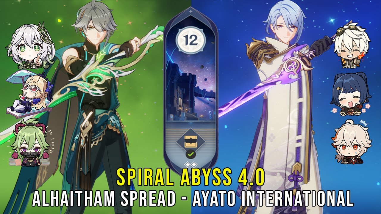 C0 Alhaitham Spread and C0 Ayato International - Genshin Impact Abyss 4.0 - Floor 12 9 Stars