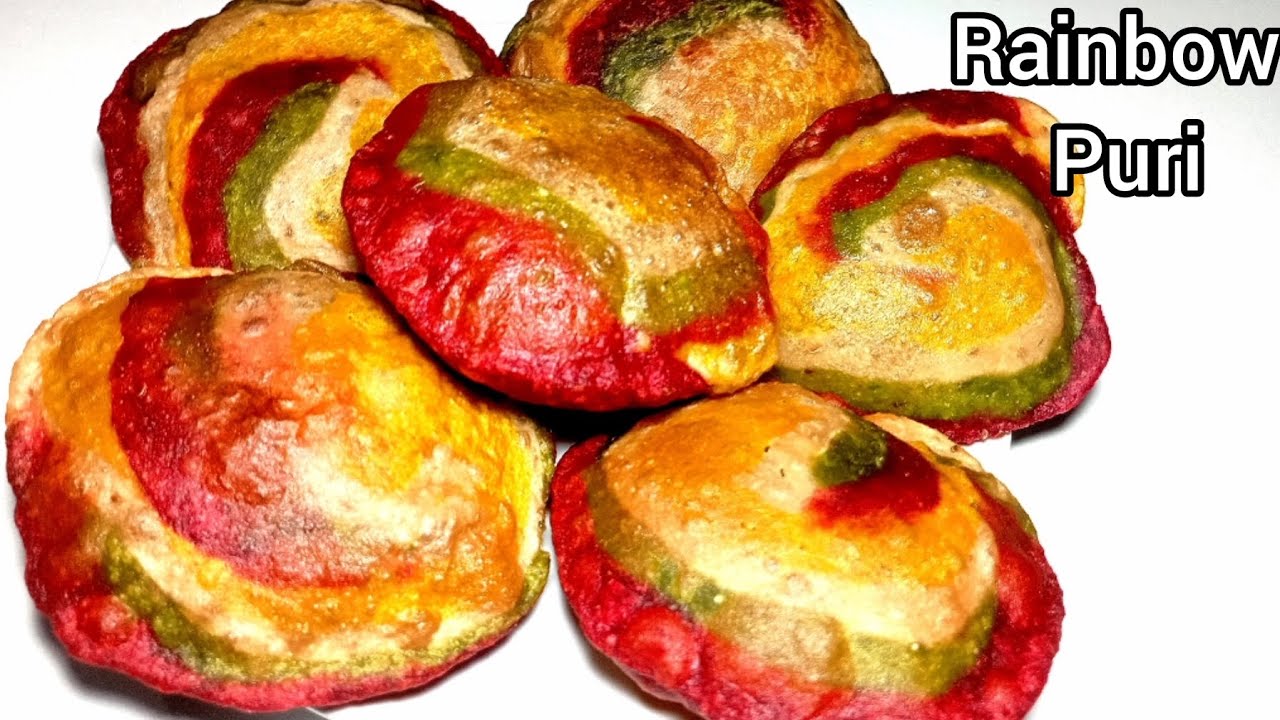 Rainbow Puri Recipe | Colourful Puri Recipe | Puri Recipe | Rainbow Puri | Smart Kitchen Hindi 