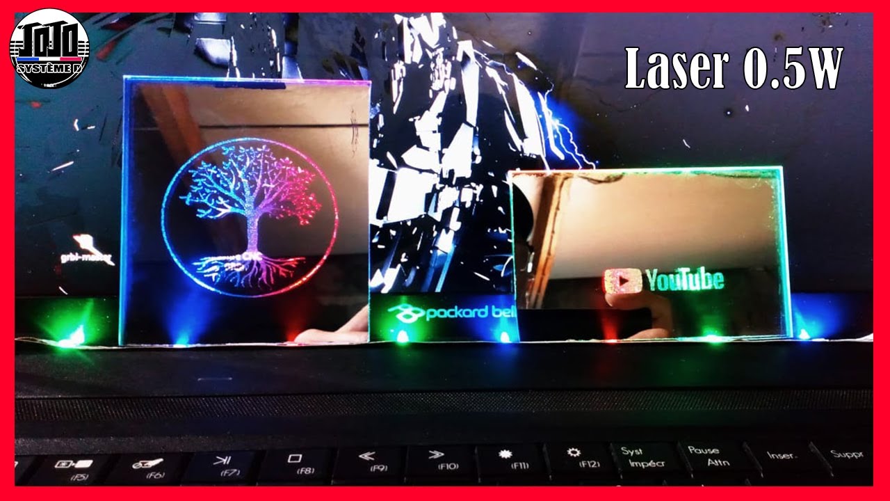 Gravure laser sur miroir / laser 0.5W / Débutant