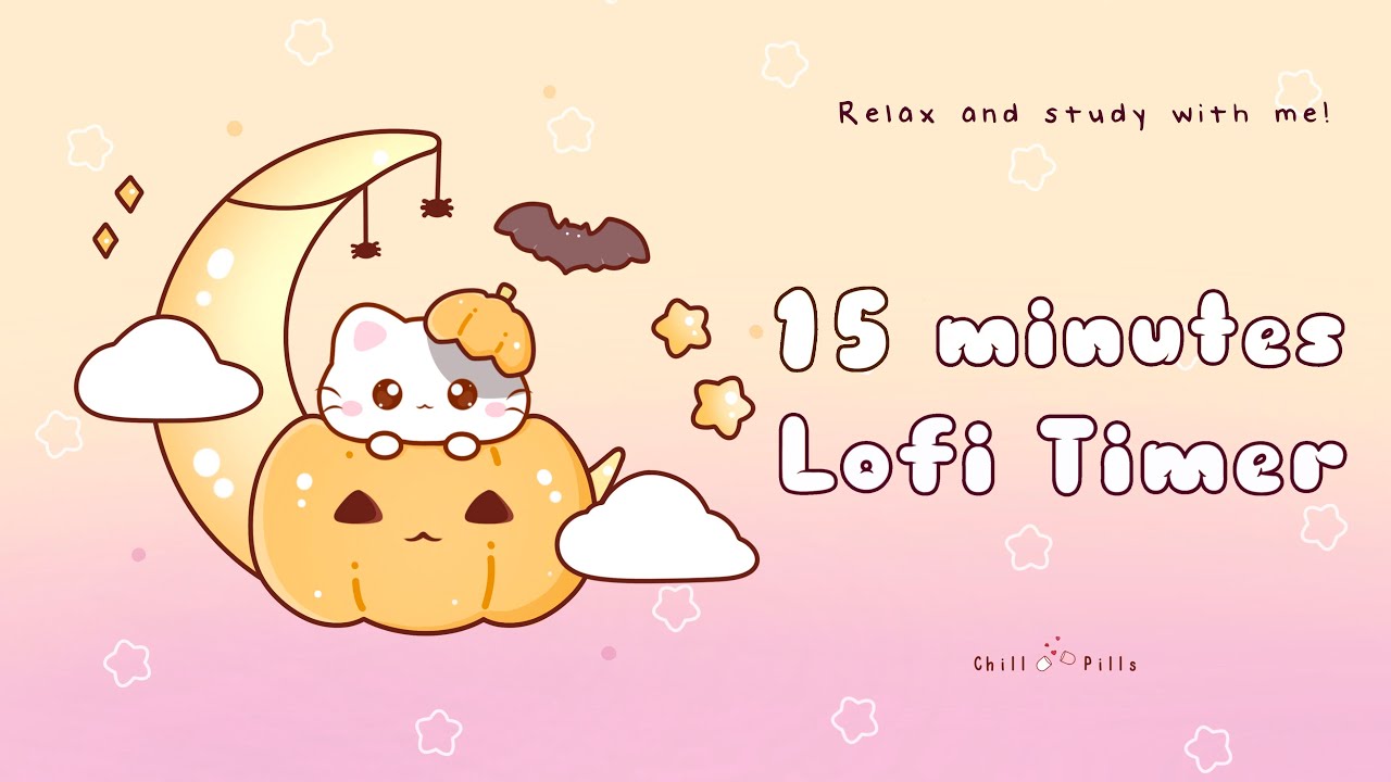 15 minutes -Relax & study with me Lofi | Halloween Kitty #timer #15minutetimer #lofi #relaxing #calm