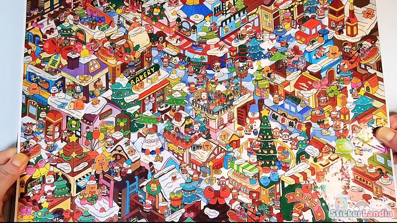 《ASMR 》DIY SCENE STICKER GIGANTE, Véspera de Natal em Grindelwald 🎄🎁🎅