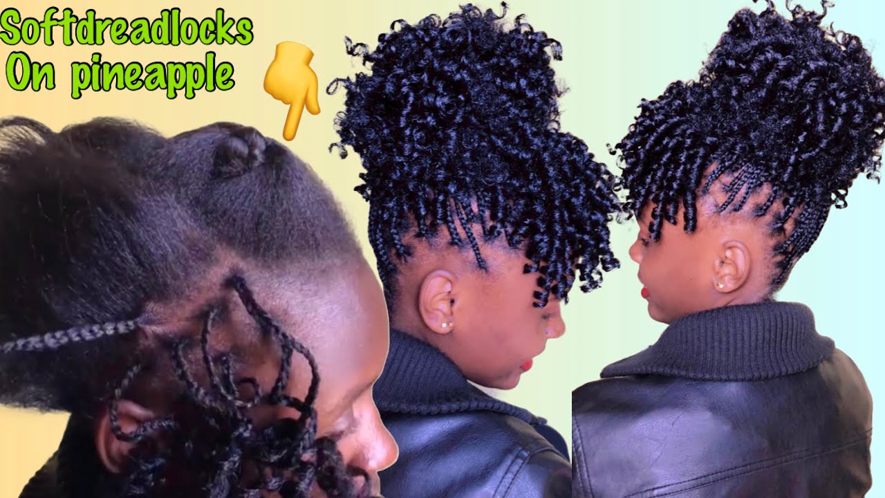Soft dreadlocks on Pineapple || 3-stand direct fixing Braids || Drop cornrows part 2