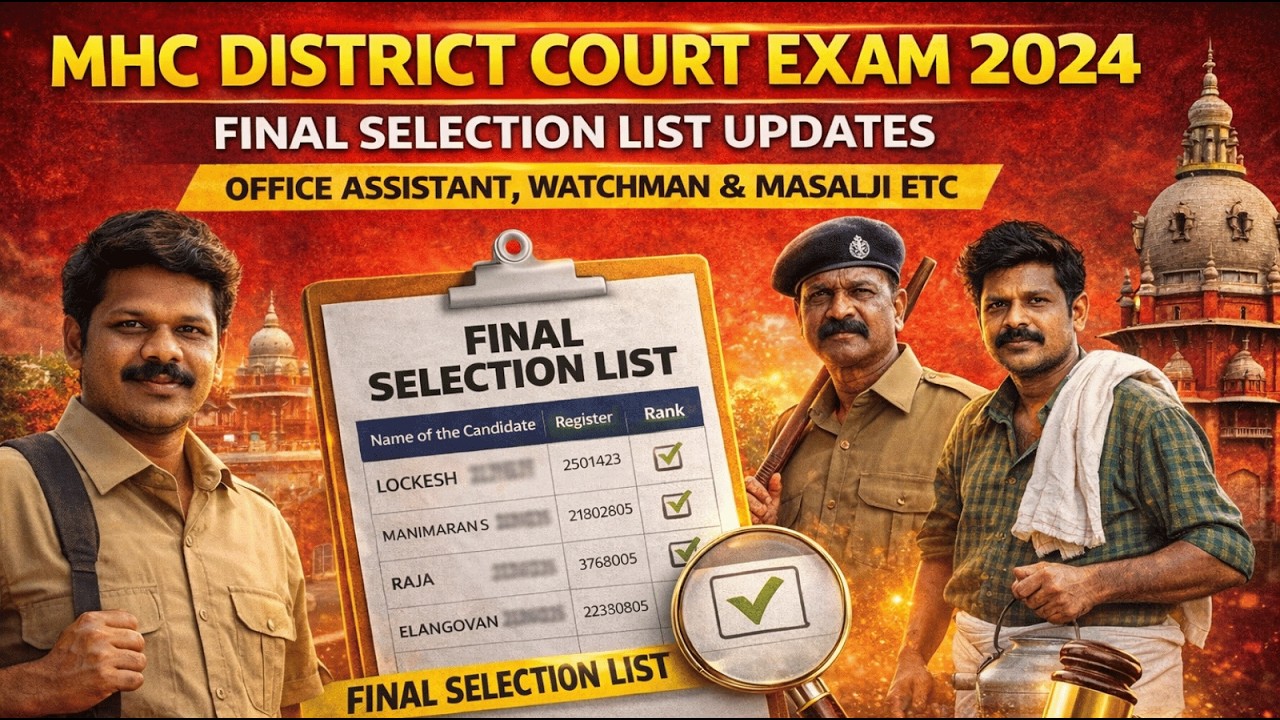 MHC District Court Final Selection List 2024 UPDATES | Office Assistant & Watchman Result