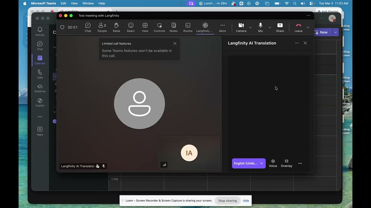 Langfinity in Microsoft Teams