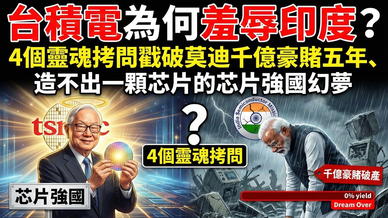 台積電為何羞辱印度？4個靈魂拷問戳破莫迪千億豪賭五年、造不出一顆芯片的芯片強國幻夢 #台積電 #印度晶片 #莫迪 #半導體產業 #印度製造 #晶片產業鏈 #晶圓製造 #印度經濟 #鴻海印度 #國際政經