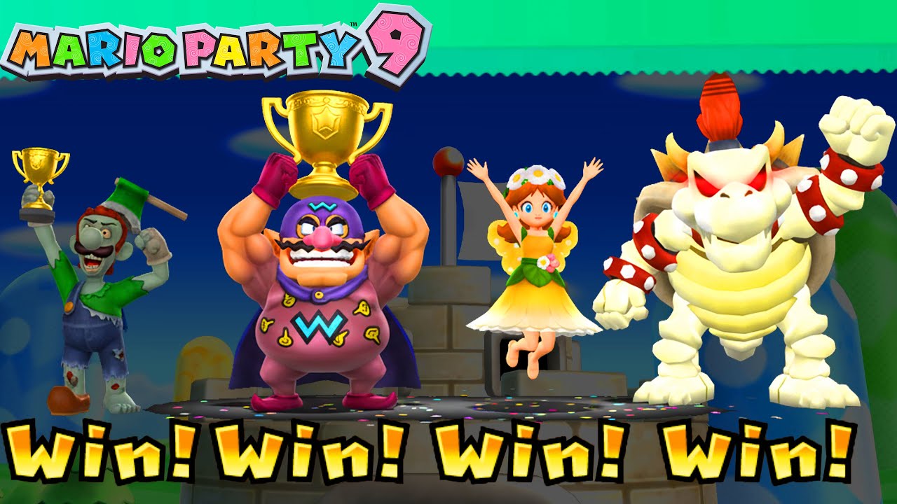 Mario Party 9 Minigames High Rollers - Luigi vs Wario vs Daisy vs wario Master Difficulty