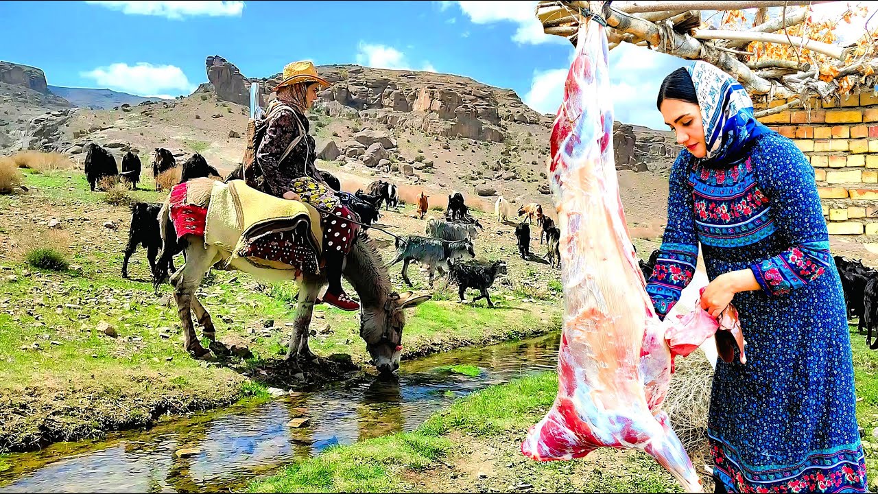 Village Lifestyle Iran: Amazing Cooking & Donkey Riding By A Girl