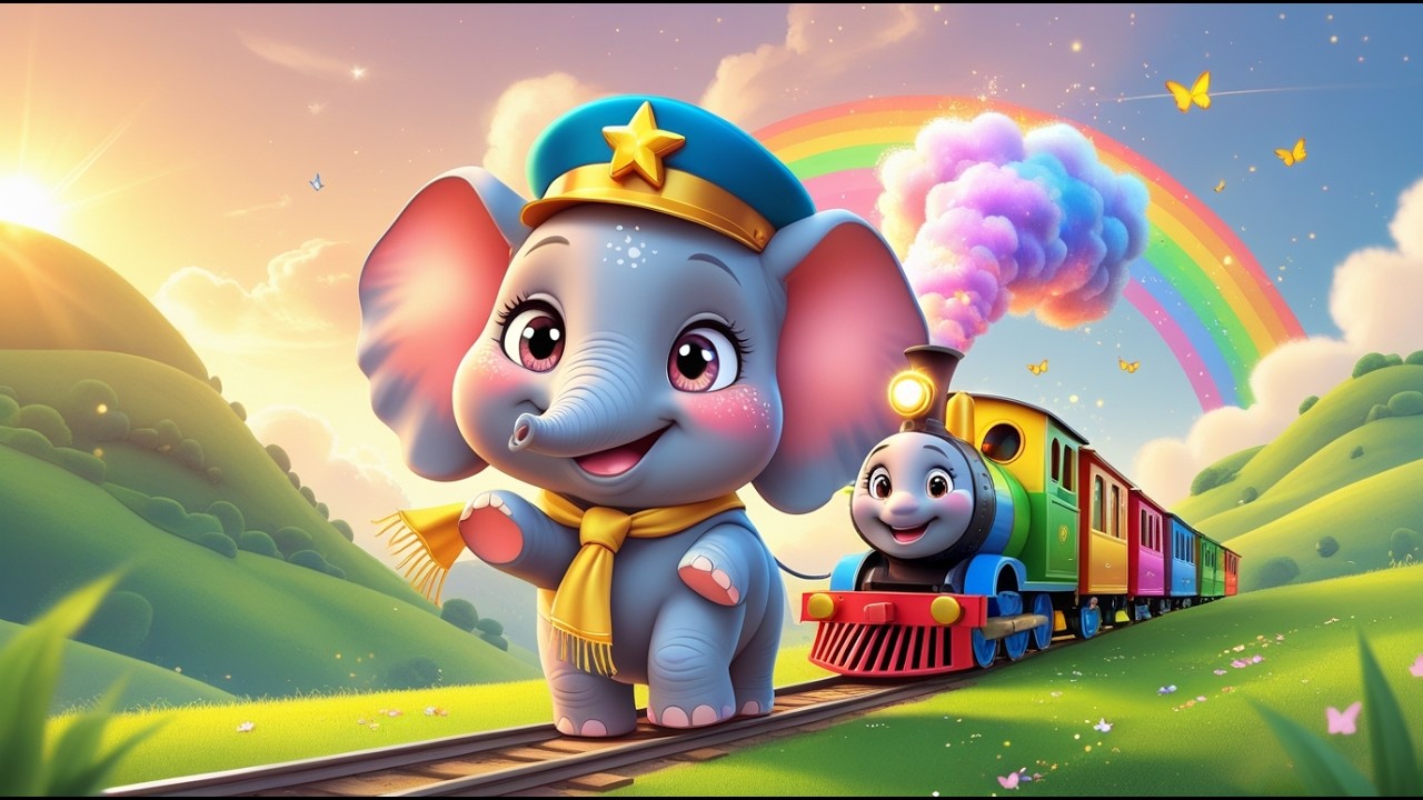 Ello the Baby Elephant 🚂🐘 | Rainbow Train Sunrise Adventure (Disney Style Kids Cartoon)