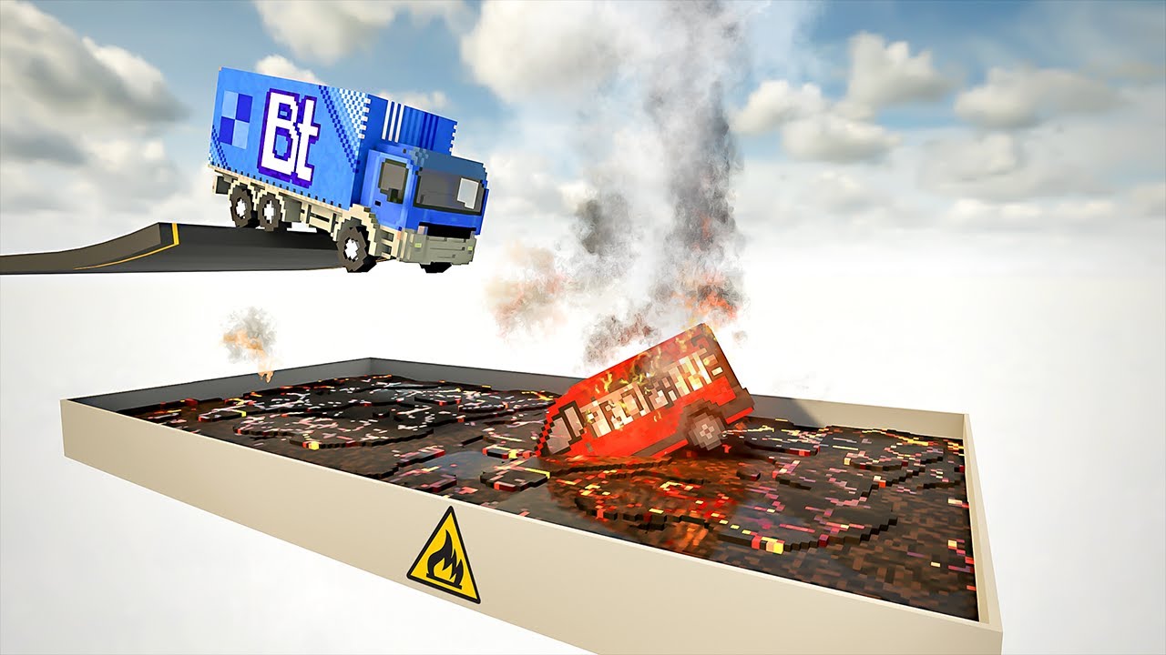 Cars Falls into Lava Pool | Teardown
