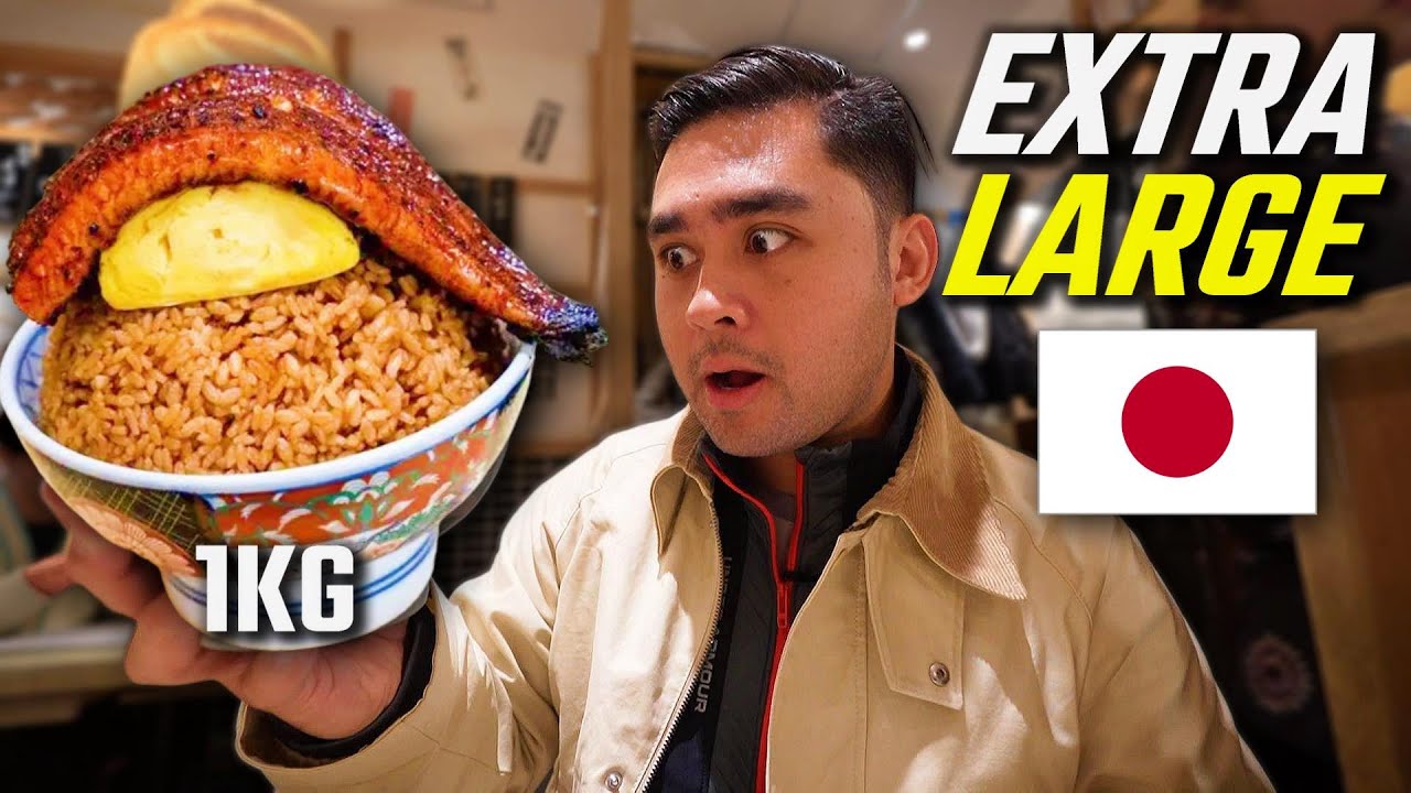 EXTRA LARGE Japanese Food in OSAKA🇯🇵 1KG Unagi Rice Bowl! Osaka Lunch Tour!