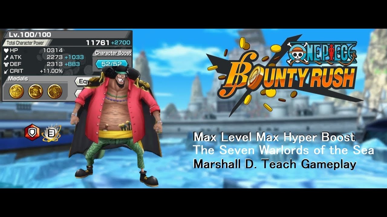 Max Level Max Hyper Boost 4 Blackbeard Gameplay One Piece Bounty Rush