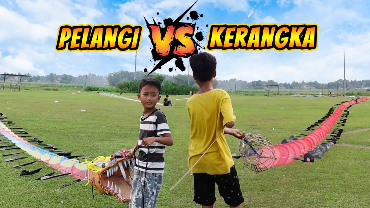 ADU LAYANGAN NAGA MINI BOCIL PELANGI VS KEPALA RANGKA DI SRIHARJO IMOGIRI | MINI DRAGON KITE