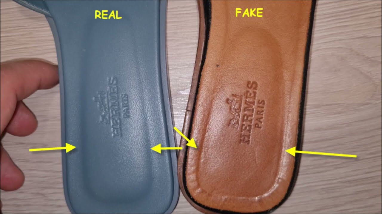 Real vs fake Hermes slides. How to spot original Hermes Oran sandals