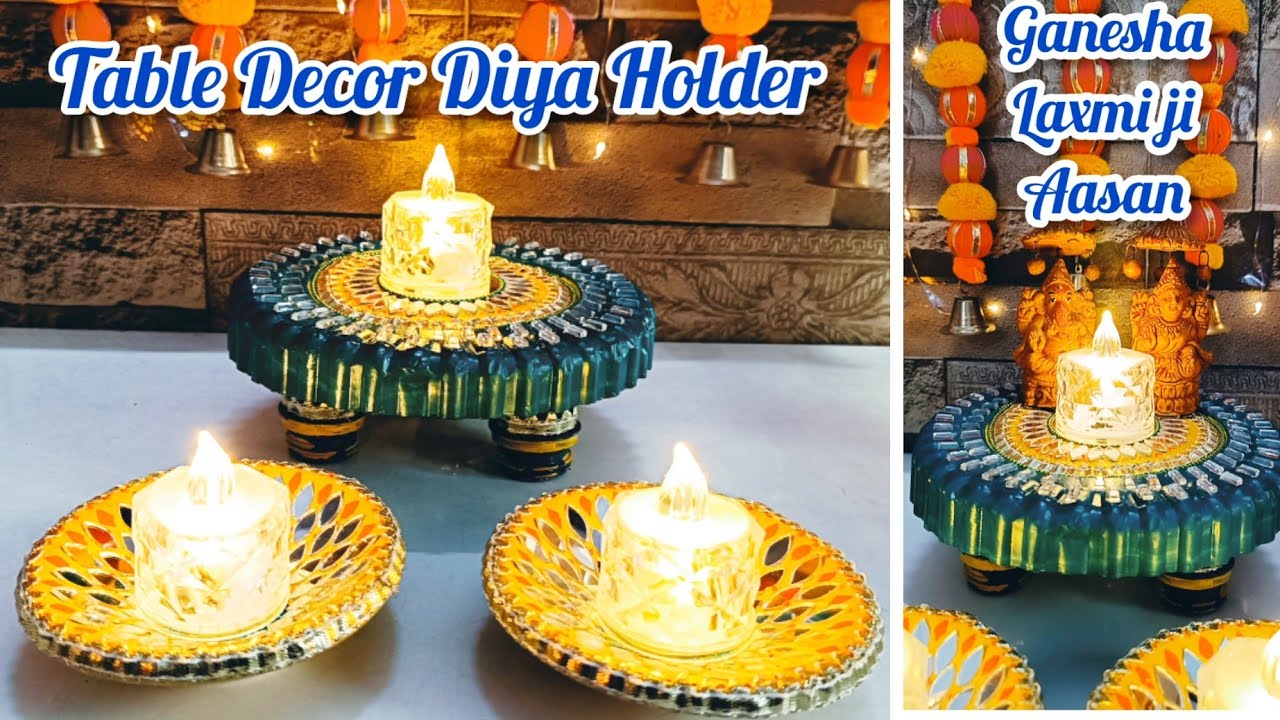 DIY Diwali Decor: Diya Holder making at Home | Mandir decoration | Table Decor | Diwali Puja Aasan