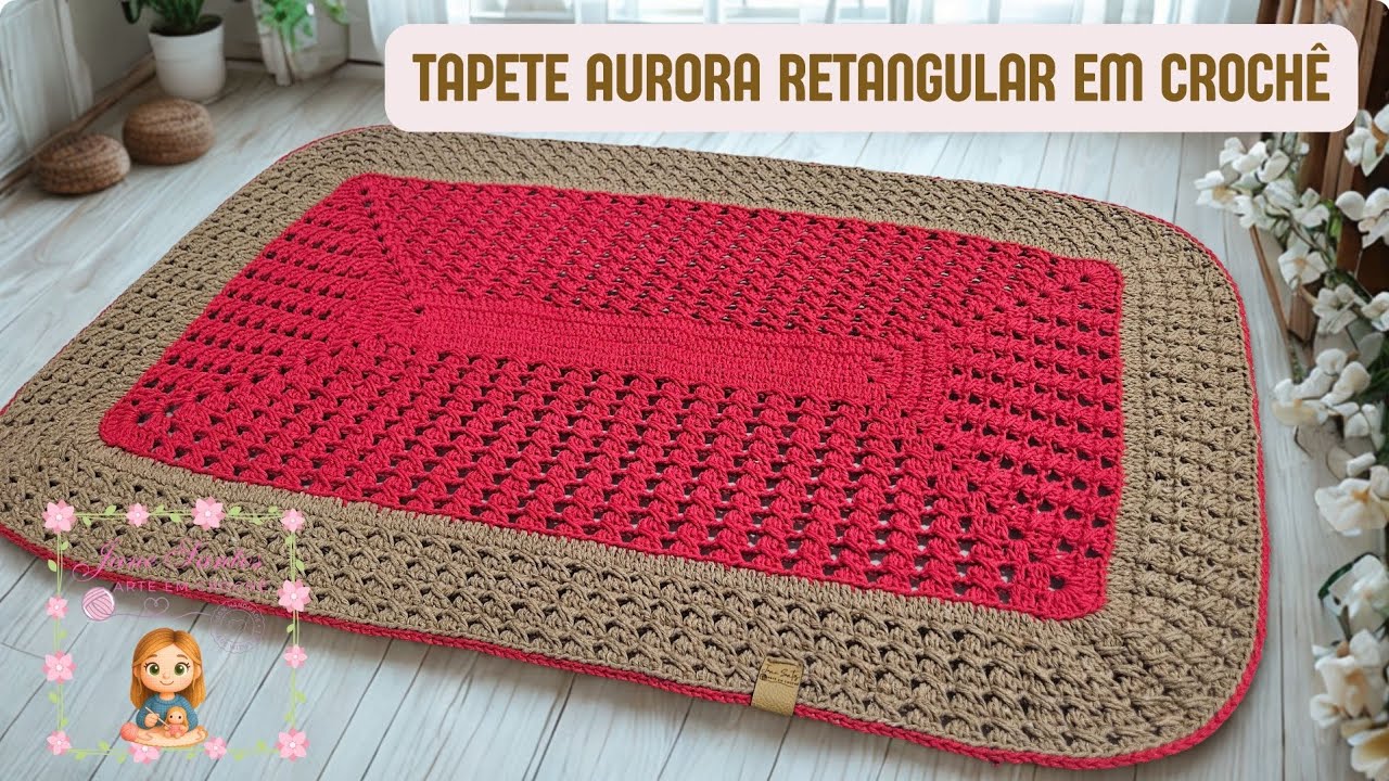 Tutorial Tapete Aurora Retangular em crochê tutorial passo a passo completo  