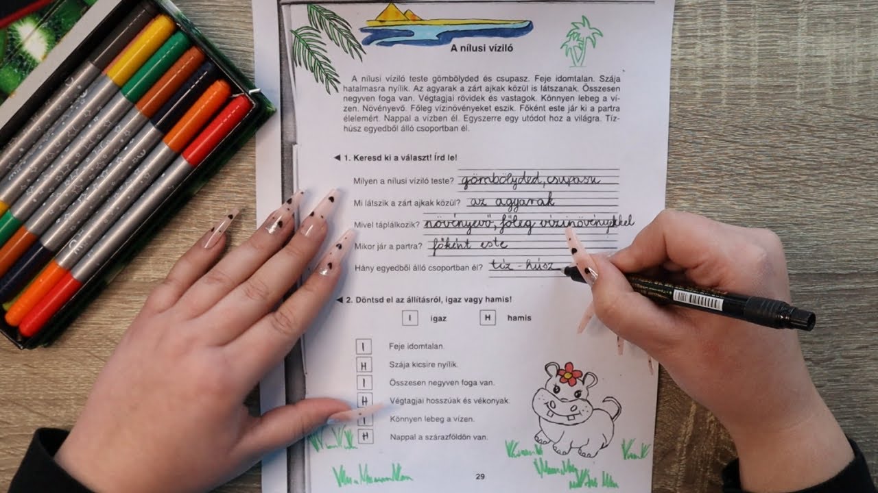 [Magyar ASMR] Kisiskolás gyakorló feladatok kitöltése🌈