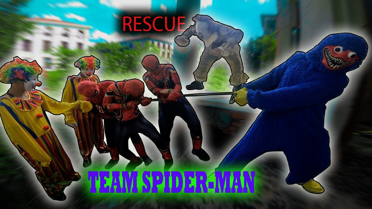 SQUID GAME RESCUE TEAM SPIDERMAN ESCAPING CLOWNS || PARKOUR POV CHESE ( real life action )