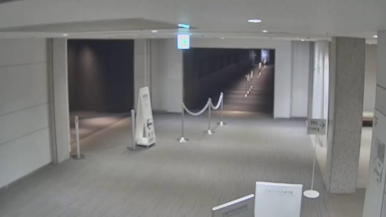 広島平和記念資料館の東館と本館を結ぶ渡り廊下の混雑状況