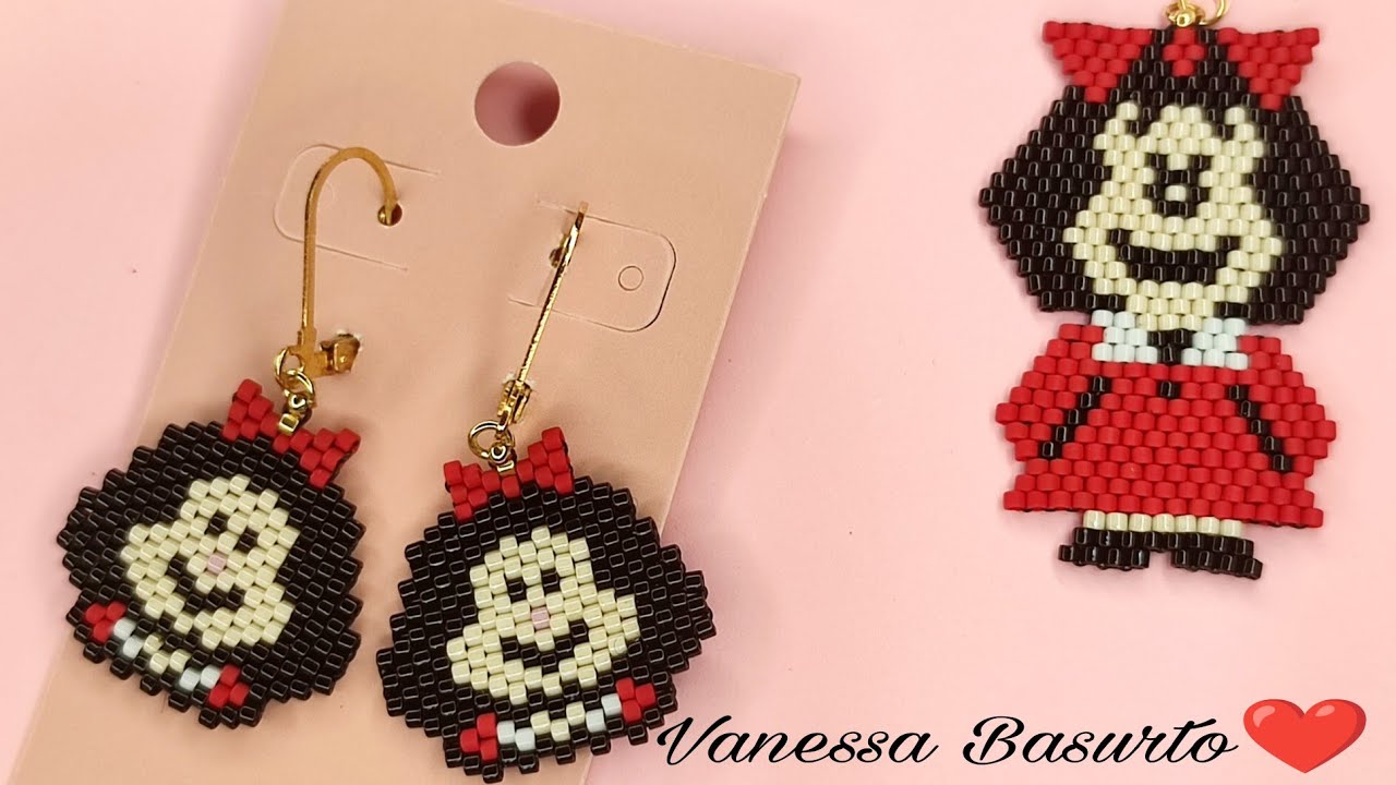 ARETES DE MAFALDA CON DELICAS MIYUKI (PUNTADA PEYOTE) PASO A PASO GRATIS Easy miyuki beaded earrings