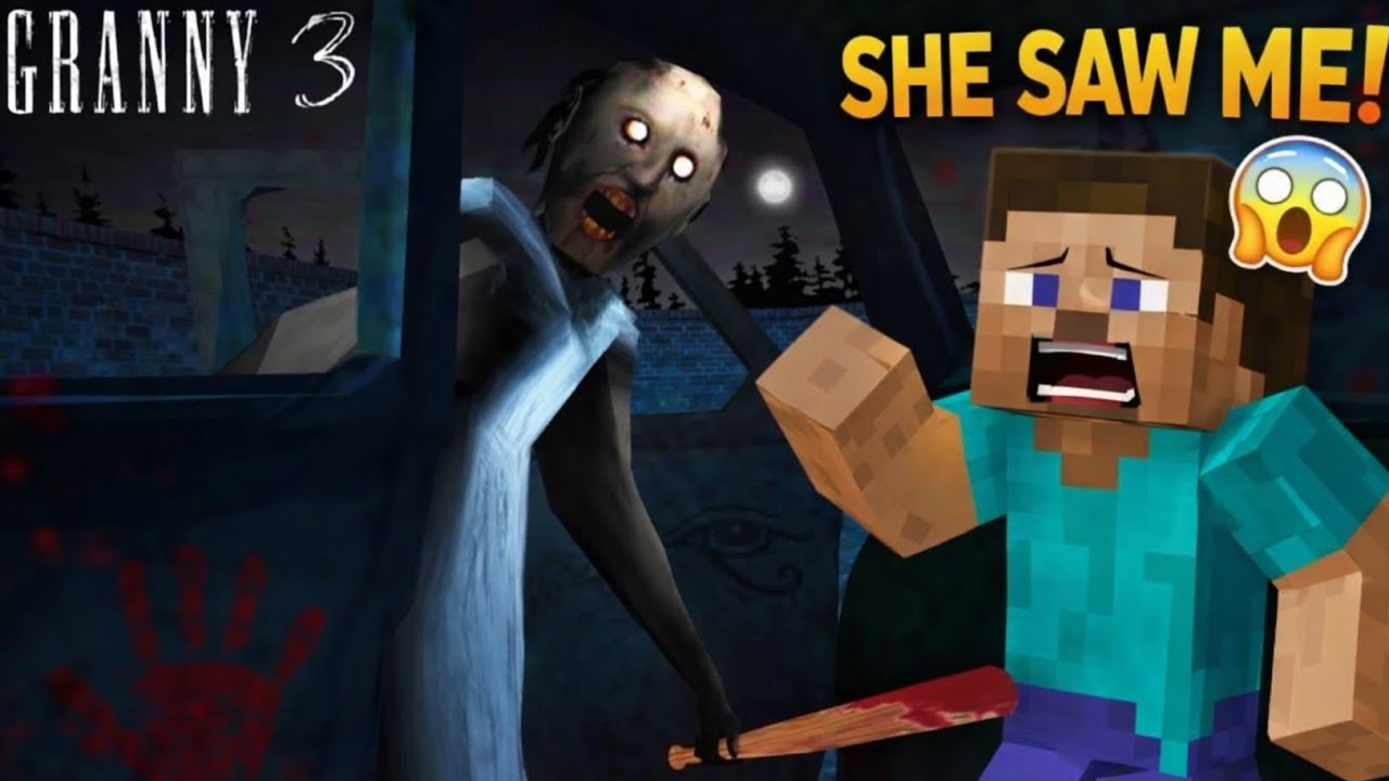 Granny 3 Mein Phas Gaya 😱 | She Saw Me! | Minecraft Steve Horror Gameplay