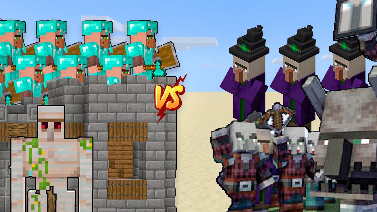 GUARD VILLAGERS ARMY VS PILLAGERS ARMY - GUARD VILLAGERS VS MOBS - Army PILLAGERS ARMY VS MOBS