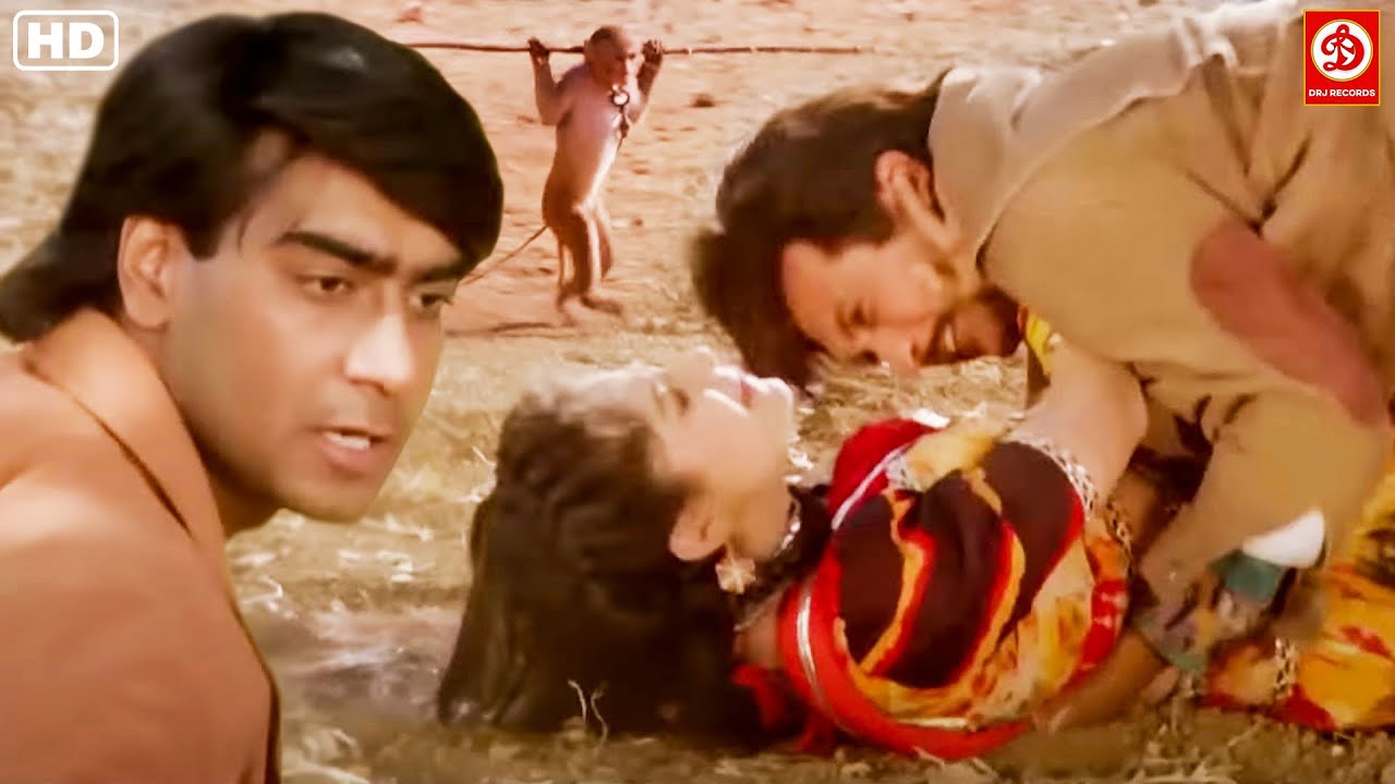 कैसे एक बंदर ने हीरोइन की इज़्ज़त लूटने से बचाया - Ajay Devgan, Ayesha Jhulka - Jabardast Action Scene