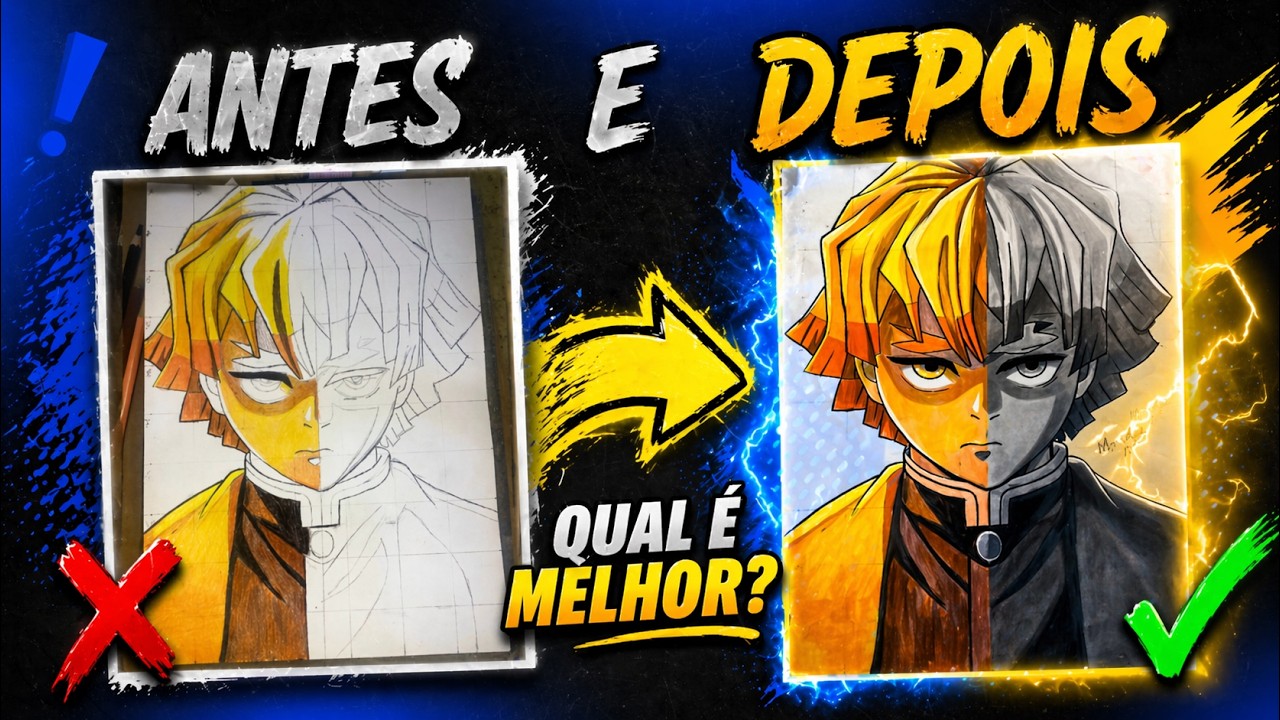 COMO DESENHAR ZENITSU EM 2 ESTILOS😱(Demond Slayer)