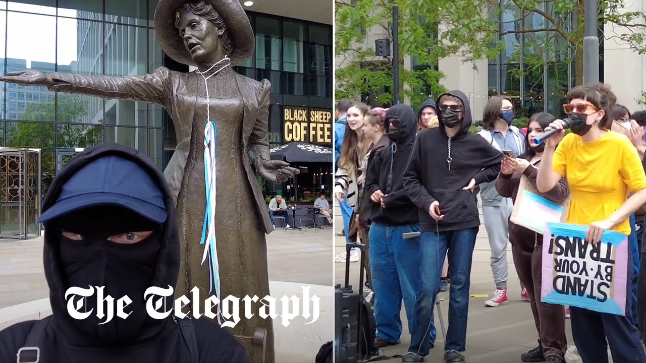 Tensions arise between 'Standing for Women' and balaclava-clad trans activists in Manchester