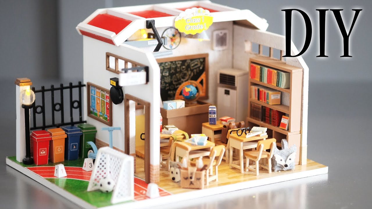 DIY Miniature Dollhouse Kit || Primary School With Large Classroom - Relaxing Satisfying Video