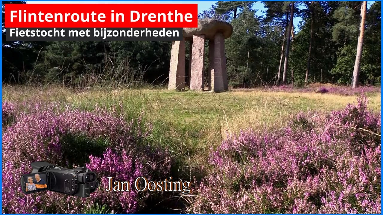 Flintenroute of zwerfstenen en hunebedden fietsroute door Drenthe.