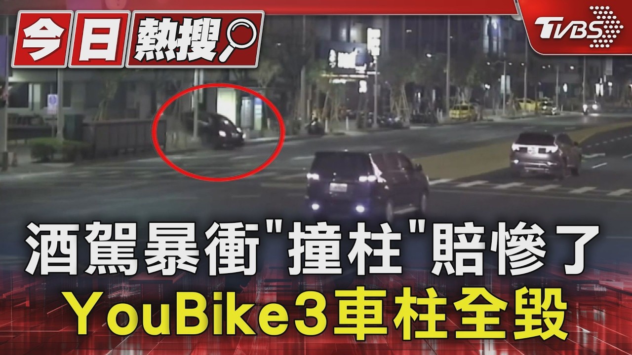 不射龍門也「撞柱」! 26歲男酒駕暴衝 撞毀YouBike3車柱｜TVBS新聞 @TVBSNEWS01