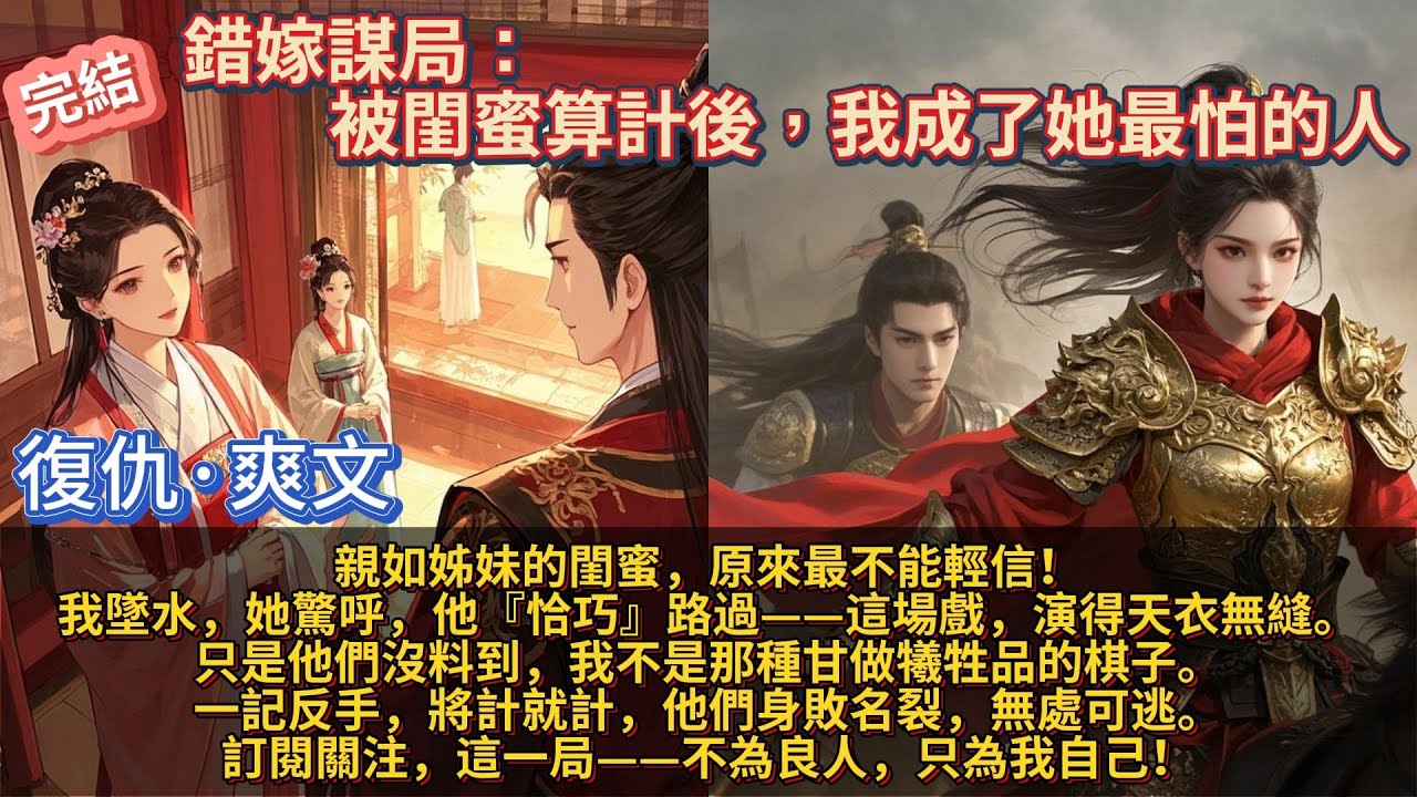 【完結強女主復仇爽文】親如姊妹的閨蜜，原來最不能輕信！我墜水，她驚呼，他路過，這場戲演得天衣無縫。只是他們沒料到，我不是那種甘做犧牲品的棋子。《錯嫁謀局：被閨蜜算計後，我成了她最怕的人》