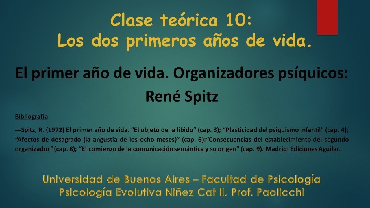 Clase teórica 10:  El primer año de vida: René Spitz.