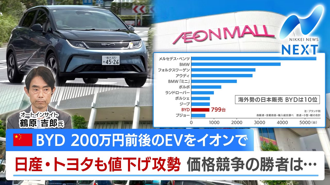 BYD 200万円前後のEVをイオンで 日産・トヨタも値下げ攻勢 価格競争の勝者は…【NIKKEI NEWS NEXT】